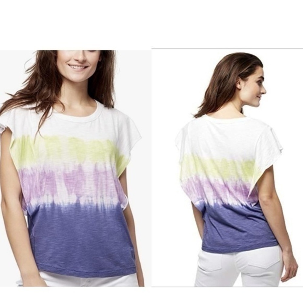 🐯🍕🪻William Rast Freya Flutter Sleeve Tee tie dye S cotton modal white 
CLOSEOUT